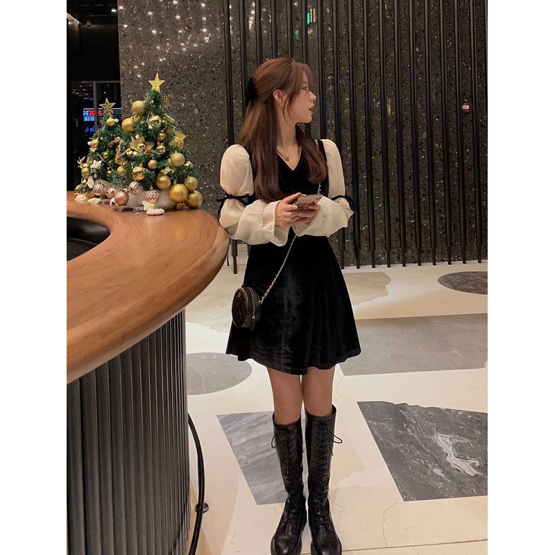 Temperament Retro Palace Style Little Black Dress