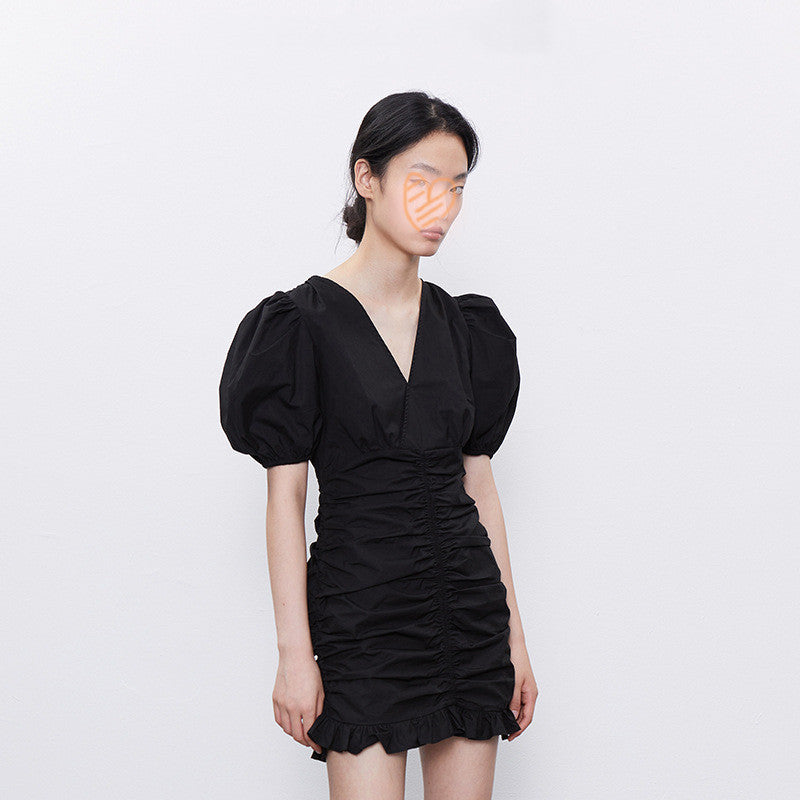 Women's V-neck Mermaid Little Black Dress