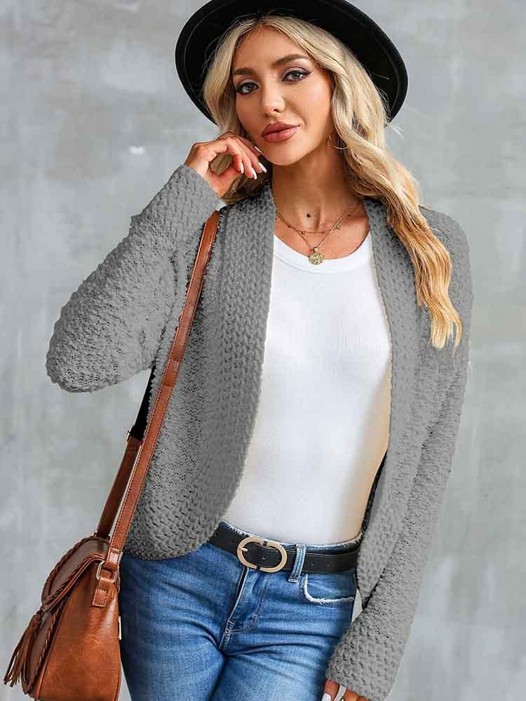 Simple Solid Color Outerwear Knitwear For Women