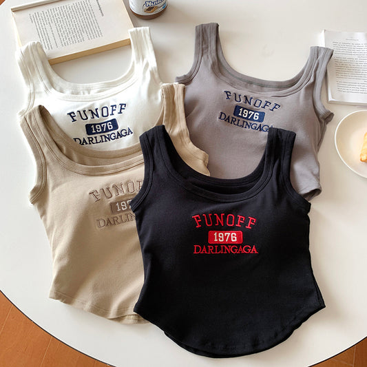 Base Tube Top Short Type Outerwear Top Retro Embroidered Strap Vest For Women