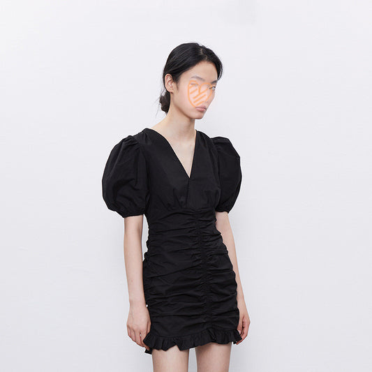 Women's V-neck Mermaid Little Black Dress