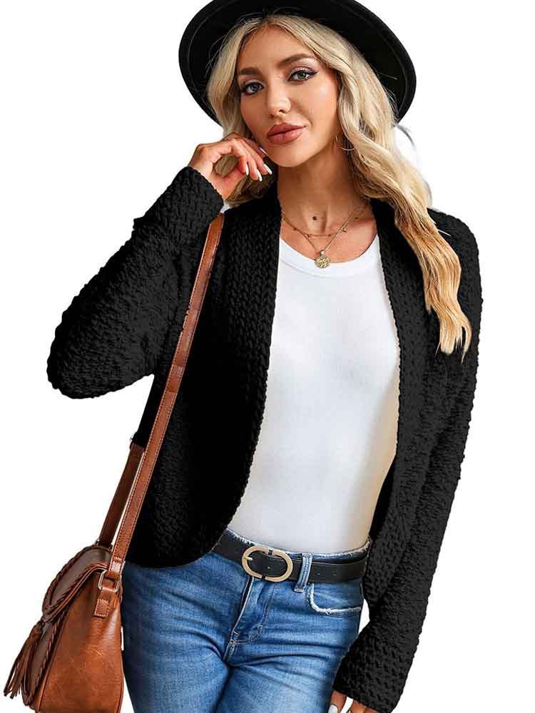 Simple Solid Color Outerwear Knitwear For Women