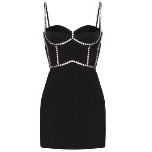 Slim Slim Little Black Dress Suspender Dress
